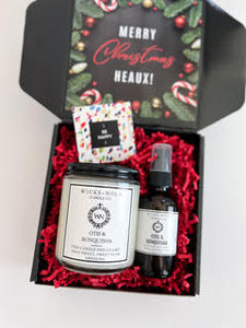 Coffret cadeau bougies et vaporisateur d'ambiance de Noël/fêtes