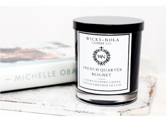 Gloss Black Wicks NOLA 12oz. Glass Repurpose Jar Coconut Soy Wax Candle, Plant Based, Vegan Friendly|Home Decor, Relaxation, Aromatherapy